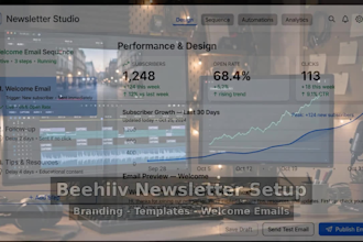 do beehiiv newsletter setup with branding and welcome emails