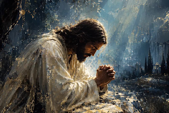create dramatic semi abstract ai christian wall art of jesus