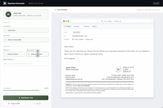 build a HTML email signature generator for enterprise