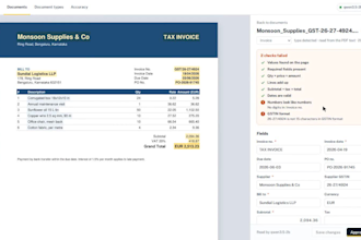 extract invoice and PDF data with ai ocr into excel, CSV or json