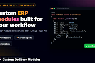 develop custom dolibarr erp modules and features in php
