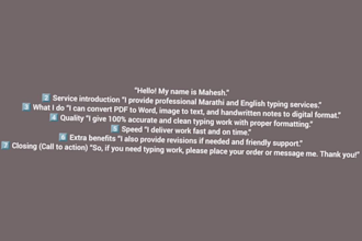 provide english and marathi typing service fast and accurate