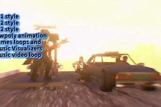 ps1 ps2 psx low poly retro 3d character animation and music loops