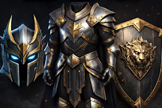 design 3d cosplay armor helmet shield props for configurator