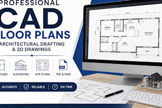 create professional cad floor plans, architectural drafting and 2d drawings fast