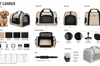 create animals manufacturing techpacks for pets carrier with a detailed techpack