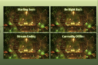 design custom animated twitch steam overlay, twitch logo, kick, panels