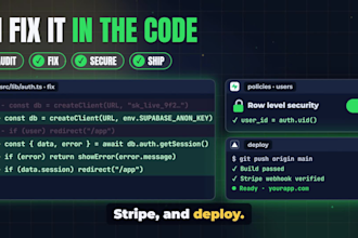 fix, secure and deploy your lovable, bolt, base44 or replit vibe coded app