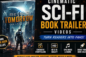 create a cinematic sci fi book trailer video for fantasy and dystopian novels