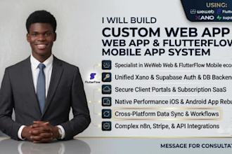 build weweb web app flutterflow mobile app xano backend supabase