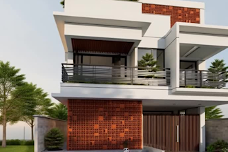 design house plan, 2d floor plan and 3d exterior rendering