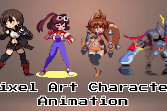 create pixel art character animation 8bit 16bit  sprite sheet for video games