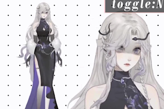 draw and rig vtuber model, anime live2d model anime 2d live2d, vtuber rigging