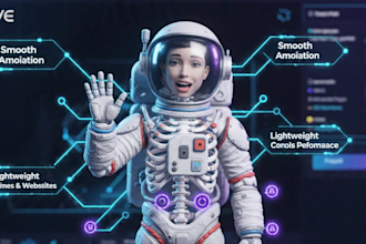 create rive character animation and interactive rig for apps, website and games