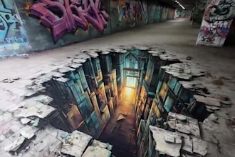 design realistic 3d pavement art, optical illusion street designs