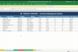 create a professional excel inventory management workbook