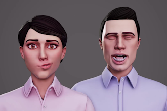 create 52 arkit facial blendshapes and rig your character in blender