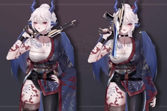 design and rig vtuber model, nsfw vrchat avatar 3d vtuber, 3d vroid furry vrchat