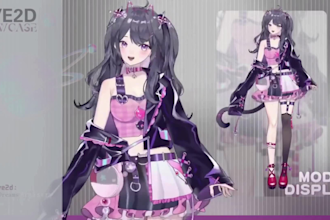 design male and female live 2d model, v tuber rigging, anime art using live2d