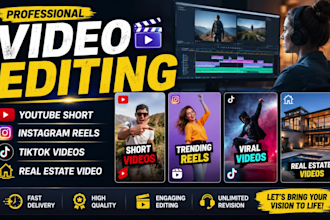 do video editing, ed1t video for instagram reels and youtube v1deo as a editor
