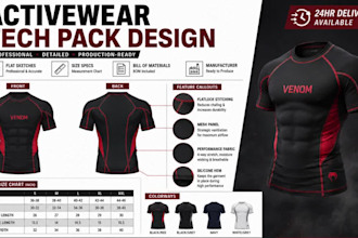 design activewear tech pack  compression shirt  sportswear gym wear tech pack