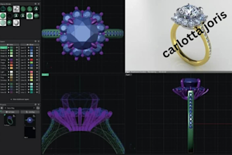 do customized jewellery cad model and rendering modern jewelry or fashion logo