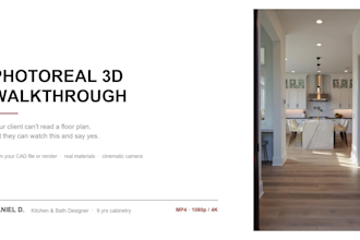 create a photoreal 3d video walkthrough of your kitchen design