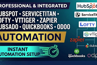 hubspot servicetitan lofty vtiger zapier dubsado quickbooks odoo automation