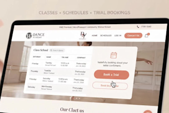build wordpress dance studio website with trial class booking wordpress website