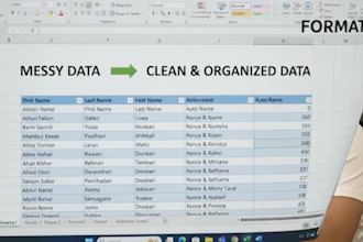 clean, format and organize excel or CSV data
