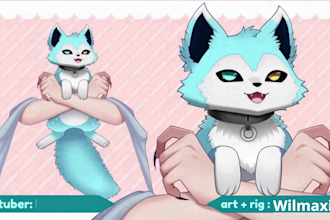 draw and rig pet or animal vtuber, fan mascot live2d vtuber, emote overlay anime