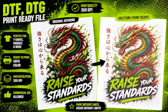 convert your design to halftone for dtg or dtf t shirt printing