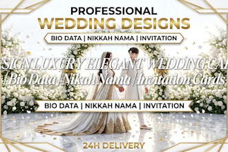 design luxury elegant wedding invitation card with 24h delivery