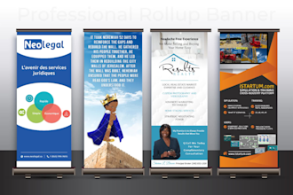 professional roll up or pull up banner design for events business and trade show