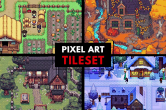 create custom pixel art tileset and game assets for rpg game environment