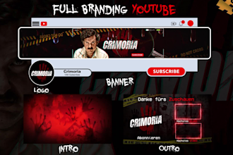 create true crime,bodycam intro,outro,logo and banner for your channel youtube