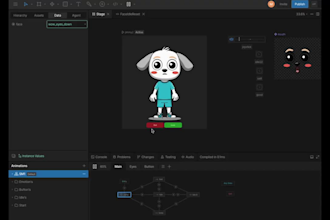 design and animate a custom mascot for rive and lottie