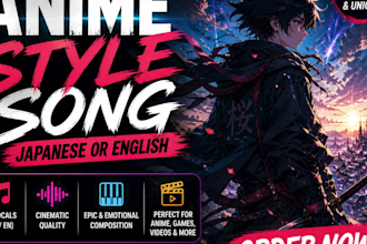 create cinematic anime style song in japanese or english