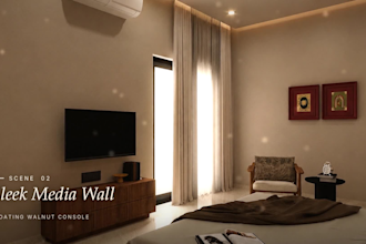 design a modern indian minimalist bedroom with photorealistic 3d renders