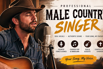 be your male country singer for country vocals, songs and demos