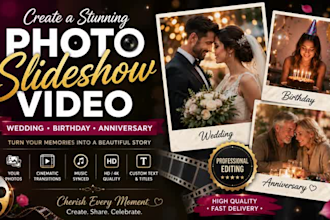 create photo slideshow video for wedding, birthday, anniversary