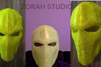 design 3d mask print and paint cosplay halloween helmet, armor, props, weapon