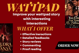 comment and review on wattpad, ao3, inkitt or royal road stories
