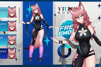 design and rig 2d vtuber model, live 2d vtuber, vtube studio, anime style vtuber