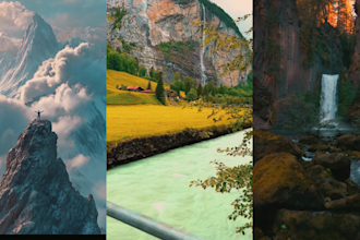 create 1000 nature shorts, relaxing youtube shorts music video
