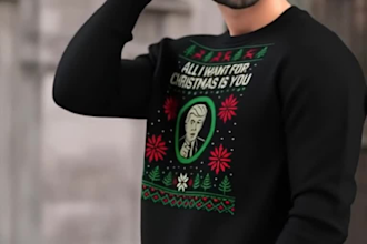 do unique ugly christmas sweater and sweatshirt design in 4hours
