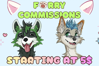 draw your furry character for 5 dollars