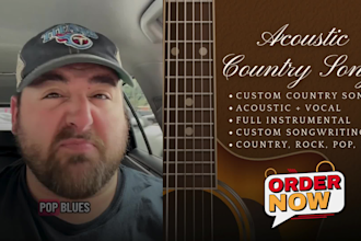 write, sing, and produce authentic country, music songs full production