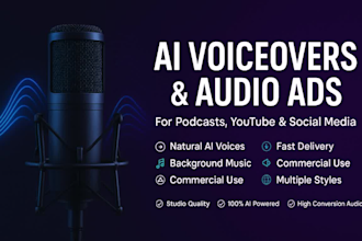 create ai driven voiceovers and audio ads for podcasts youtube and social media