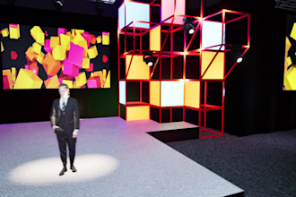 design and 3d render a professional stage for concert or event